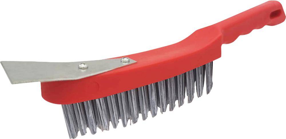 Universal-HanddrahtbürsteStahldraht glatt Kunstst.-Körper m.Schaber290 x 15 mm FORTIS-0