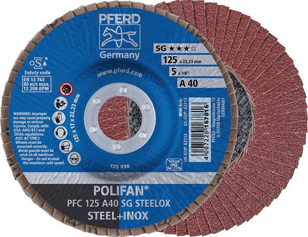 Fächerschleifscheibe A 40SG gewölbt 125mm K40 Pferd - Artikel: 4007220167816