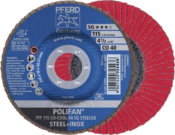Fächerschleifscheibe SGP-COOL gerade 115mm CO40 Pferd - Artikel: 4007220725436-0