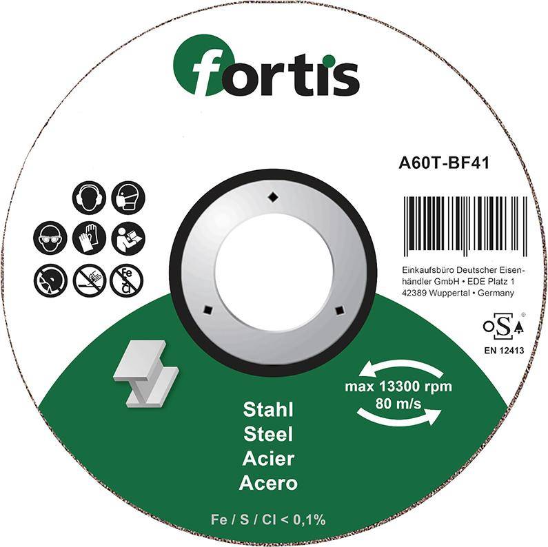 FORTIS Trennscheibe Stahl 115x1,0mm ger.