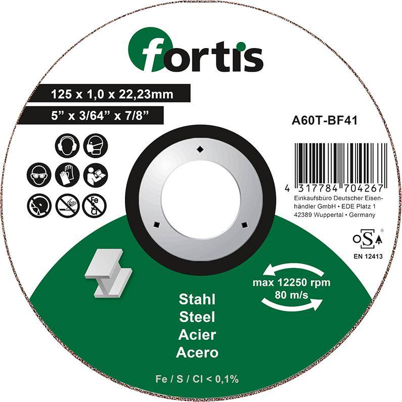 FORTIS Trennscheibe Stahl 125x1,0mm ger.