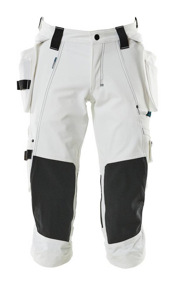 Dreiviertel-Hose mit Hängetaschen Weiß, C52