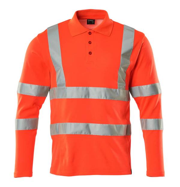 Polo-Shirt, Langarm Hi-vis Rot, 2XL