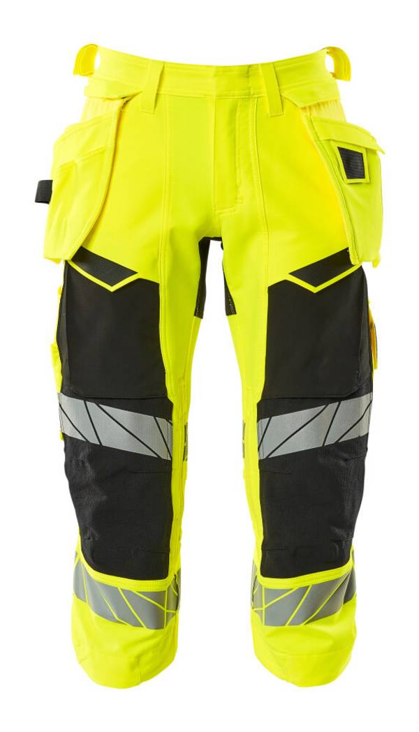 Dreiviertel-Hose mit Hängetaschen Hi-vis Gelb/Schwarz, C64