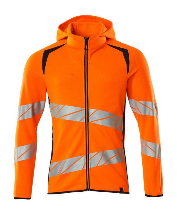 Kapuzensweatshirt mit Reißverschluss Hi-vis Orange/Schwarzblau, 5XL
