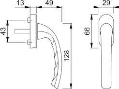 Fenstergriff 0710/U26 N10A,F9, 7x32, o.Schrauben-2