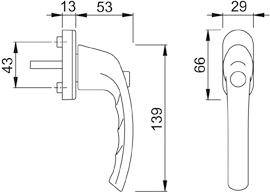 Fenstergriff abschl.0710SV/U26,F9016, 7x32-4