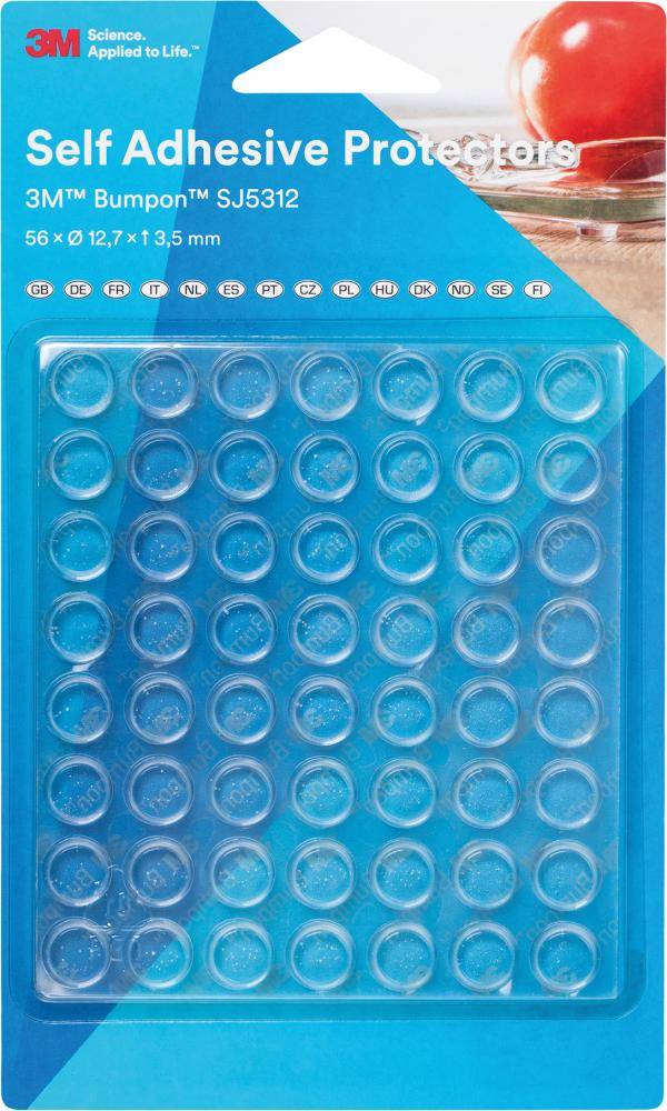 3M Bumpon Elastikpuffer 56 Stück 12,7x3,5mm Transparent, Mini-Pack-0