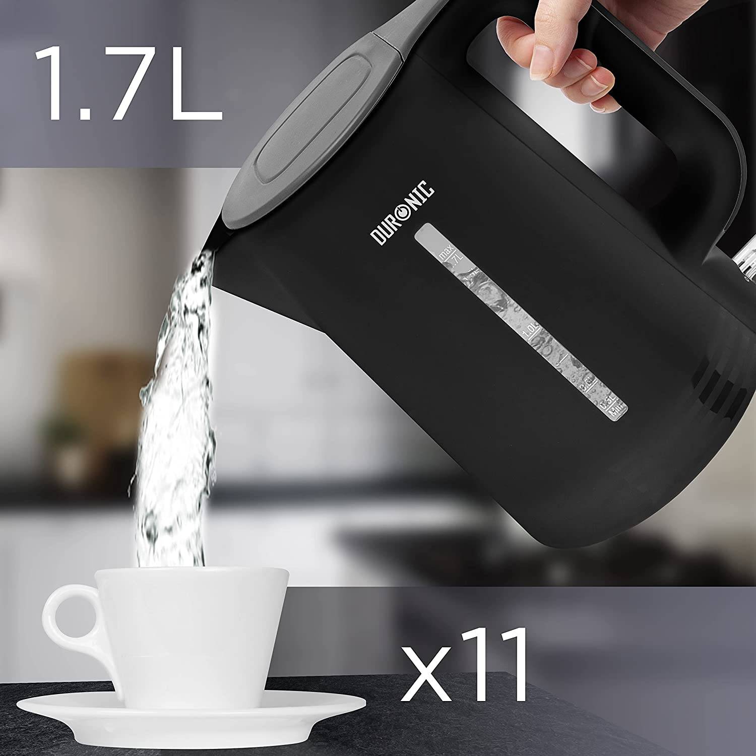 Duronic EK17 BK Wasserkocher - 1,7l Fassungsvermögen - 2200 Watt - Schnellkochend - Basis mit kabellosem Wasserkocher-4