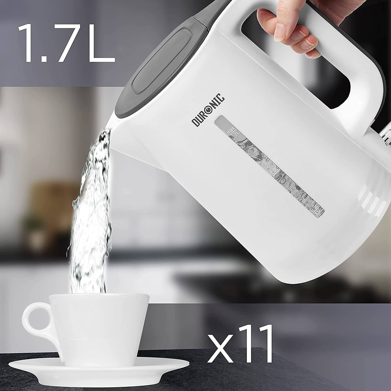 Duronic EK17 WE Wasserkocher - 1,7l Fassungsvermögen - 2200 Watt - Schnellkochend - Basis mit kabellosem Wasserkocher-3