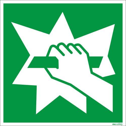 Rettungsschild "Notausgangsvorrichtung", ISO 7010, Folie, LN, SK, 200 x 200 mm, VE = 10 Stück-0