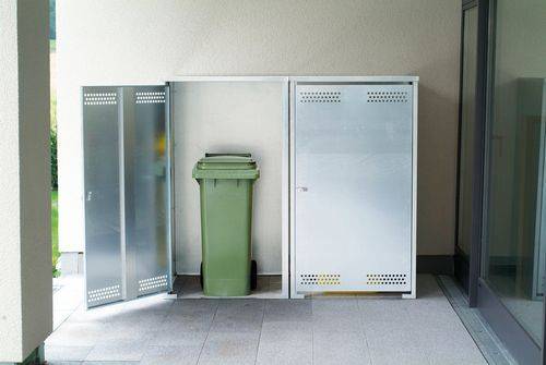Anbau-Box Vario, verzinkt, für Mülltonnen bis 360 Liter, inkl. Rückwand-1