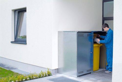 Anbau-Box Vario, verzinkt, für Mülltonnen bis 360 Liter, inkl. Rückwand-3