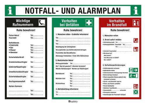 Sicherheitsaushang Notfall- und Alarmplan, Kunststoff, 700 x 500 mm-0