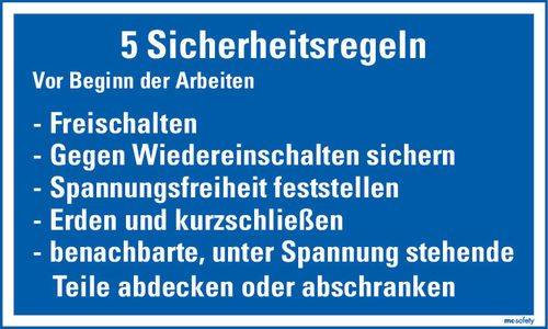 Sicherheitsaushang "5 Sicherheitsregeln", Kunststoff, 400 x 250 mm-0