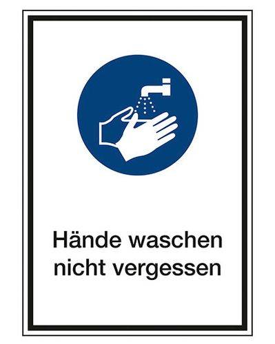 Kombi Schild "Hände waschen nicht vergessen", ISO 7010, Folie 210 x 297 mm-0