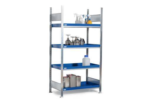 Gefahrstoffregal GRW 1060, 4 Stahlwannen à 30 l, FL 200 kg, Grundfeld-0