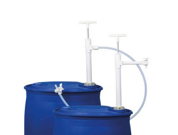Fasspumpe Ultrarein mit festem Auslaufbogen und Absperrhahn aus PTFE, Tauchtiefe 400 mm