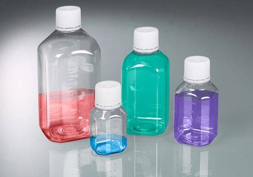 Laborflaschen aus PET, steril, glasklar, mit Schraubverschluss mit Graduierung 250 ml, 24 Stück-1