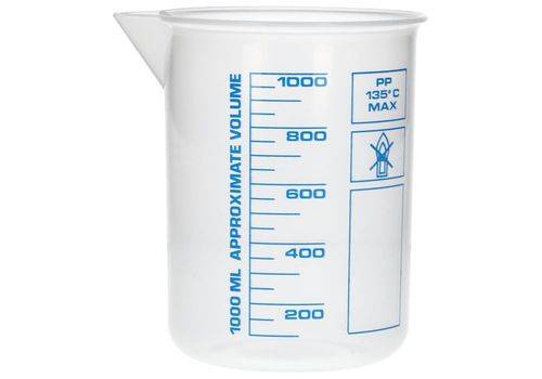Griffinbecher aus PP, Laborbecher mit aufgedruckter blauer Volumenskala, 1000ml, 12Stück-2