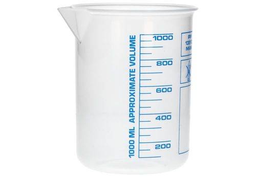 Griffinbecher aus PP, Laborbecher mit aufgedruckter blauer Volumenskala, 1000ml, 12Stück-3