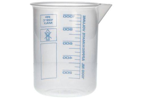 Griffinbecher aus PP, Laborbecher mit aufgedruckter blauer Volumenskala, 1000ml, 12Stück-4