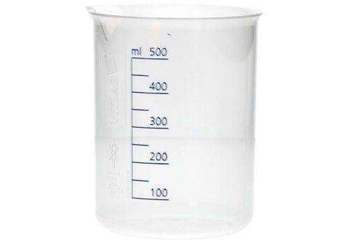 Griffinbecher aus PP, Laborbecher mit aufgedruckter blauer Volumenskala, 500 ml, 12 Stück-0