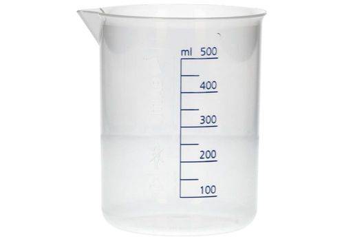 Griffinbecher aus PP, Laborbecher mit aufgedruckter blauer Volumenskala, 500 ml, 12 Stück-4