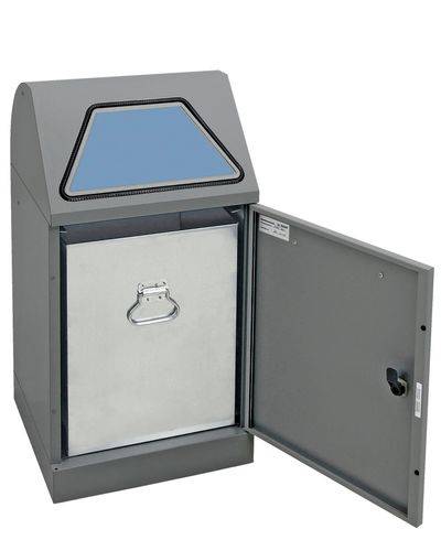 Feuerhemmender Wertstoffsammler, Fuß-Bedienung, verz. Innenbehälter, 75 Liter Volumen, grau/grau-0