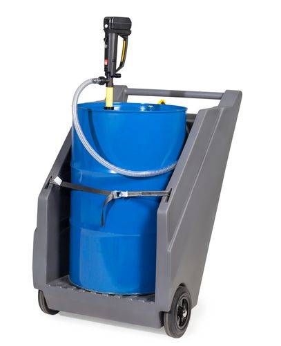 Mobiles Pumpensystem für Säuren / Chemikalien, mit Fasswagen aus PE und Akku-Fasspumpe aus PP-0