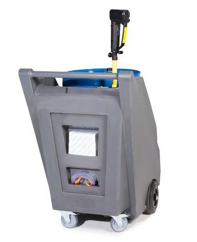 Mobiles Pumpensystem für Säuren / Chemikalien, mit Fasswagen aus PE und Akku-Fasspumpe aus PP-2