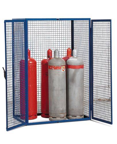 Gasflaschenschrank für 8 x 11 kg oder 6 x 33 kg Gasflaschen, 2-flügelige Tür, blau-0