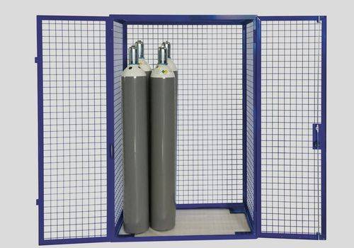 Gasflaschenschrank für 8 x 11 kg oder 6 x 33 kg Gasflaschen, 2-flügelige Tür, blau-1