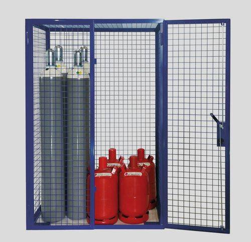 Gasflaschenschrank für 8 x 11 kg oder 6 x 33 kg Gasflaschen, 2-flügelige Tür, blau-3