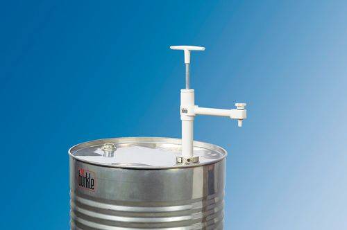 Fasspumpe Ultrarein mit festem Auslaufbogen und Absperrhahn aus PTFE, Tauchtiefe 600 mm-0