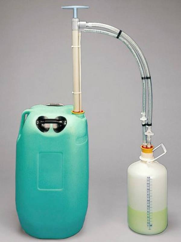 Fasspumpe Gasdicht aus Polypropylen (PP), mit zus. Gasleitung, Tauchtiefe 40-67cm, Adapter 30-70mm