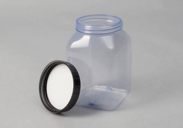 Weithalsflaschen aus PVC, eckig, natur-transparent, 1000 ml, 16 Stück