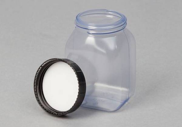 Weithalsflaschen aus PVC, eckig, natur-transparent, 200 ml, 24 Stück