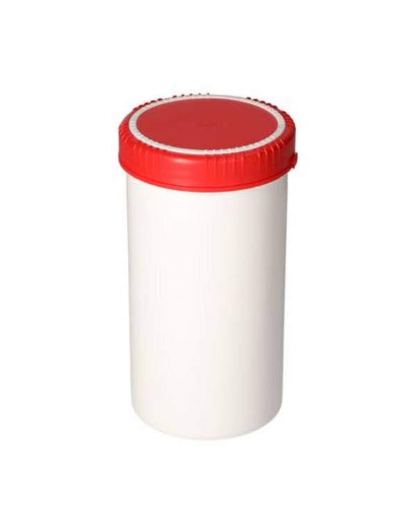 Kunststoffdosen aus HDPE mit Deckel, rund, natur-transparent, 1300 ml, mit UN-Zulassung, 5 Stück