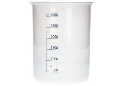 Griffinbecher aus PP, Laborbecher mit aufgedruckter blauer Volumenskala, 3000ml, 6 Stück-0