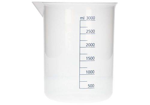 Griffinbecher aus PP, Laborbecher mit aufgedruckter blauer Volumenskala, 3000ml, 6 Stück-2