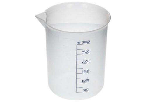 Griffinbecher aus PP, Laborbecher mit aufgedruckter blauer Volumenskala, 3000ml, 6 Stück-3