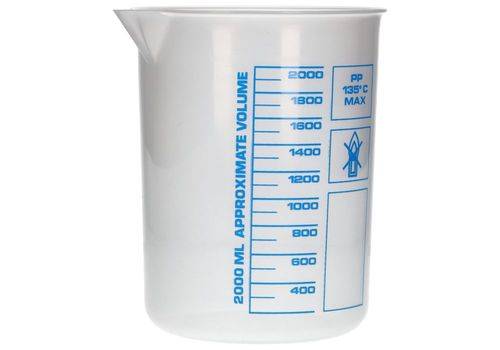 Griffinbecher aus PP, Laborbecher mit aufgedruckter blauer Volumenskala, 2000ml, 6 Stück-3