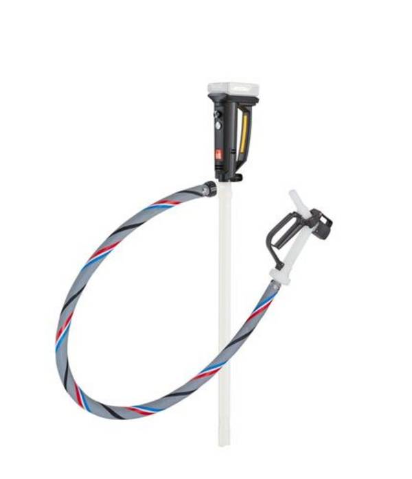 Akku-Pumpe B2 aus PVDF, für aggressive Säuren, 260 W, 500 mm Tauchtiefe, Schlauch 1,5 m, Zapfventil
