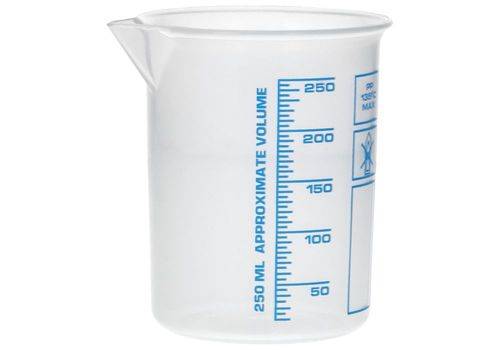 Griffinbecher aus PP, Laborbecher mit aufgedruckter blauer Volumenskala, 250 ml, 24 Stück-3
