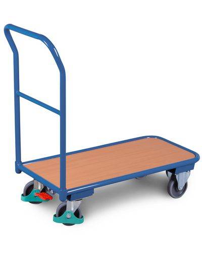 Schiebebügelwagen DENIOS classic-line aus Stahl, TPE-Reifen, ErgoStop, 1000x600mm, Tragkraft 200kg-0