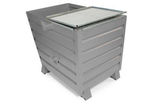 Schüttgutbehälter Universal aus Stahl, mit Deckel, 650 Liter Volumen, grau-0