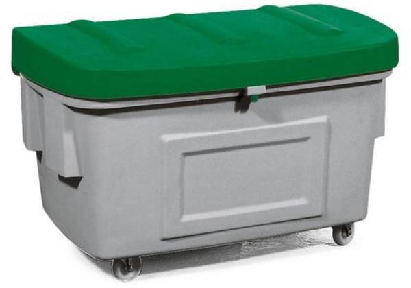 Streugutbehälter SB 400 aus Polyethylen (PE), 400 Liter Volumen, grüner Deckel