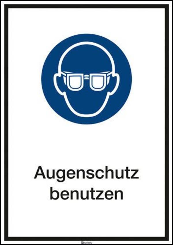 Kombischild "Augenschutz benutzen", ISO 7010, Folie, selbstklebend, 210 x 297 mm, VE = 5 Stück