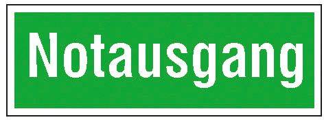Kombizusatzschild mit Text für Rettungszeichen Notausgang Folie VE 10 Stk Folie langnachleuchtend LxHxT 297 x-0